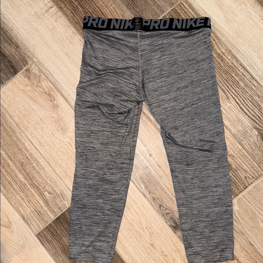 Nike Pro men’s Heathered Black and Gray Leggings Sz L - Picture 3 of 3
